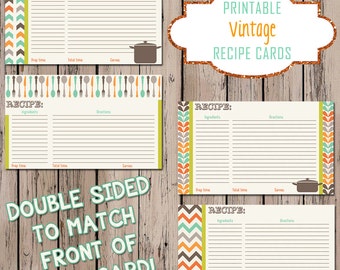 Vintage Recipe Card Download Printable Mid Century Recipe
