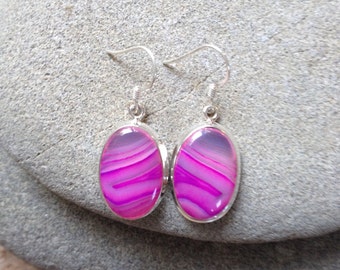925 Sterling silver earrings/ Botswana Agate gemstone earrings