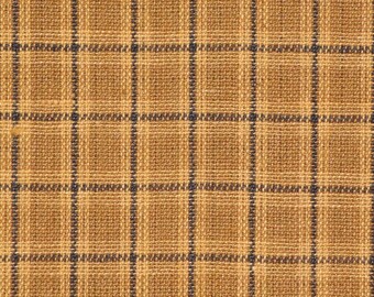 Plaid Fabric | Homespun Fabric | Cotton Fabric | Primitive Fabric | Rag Quilt Fabric | Woven Fabric | Khaki And Black Small Plaid Fabric