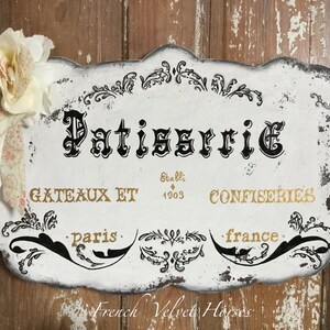 French Pastry Shop patisserie sign Paris pastry shop french velvet horses FrenchVelvetHorses wood signs cottage sign shabby chic wood sign