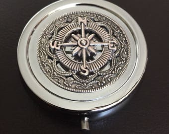 Proposal ring box, engagement ring box, nautical gift, compass ring container, pill case, compass rose pill box, nautical accessories