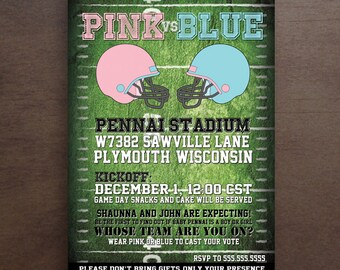 team colors football baby gender reveal invitation printable