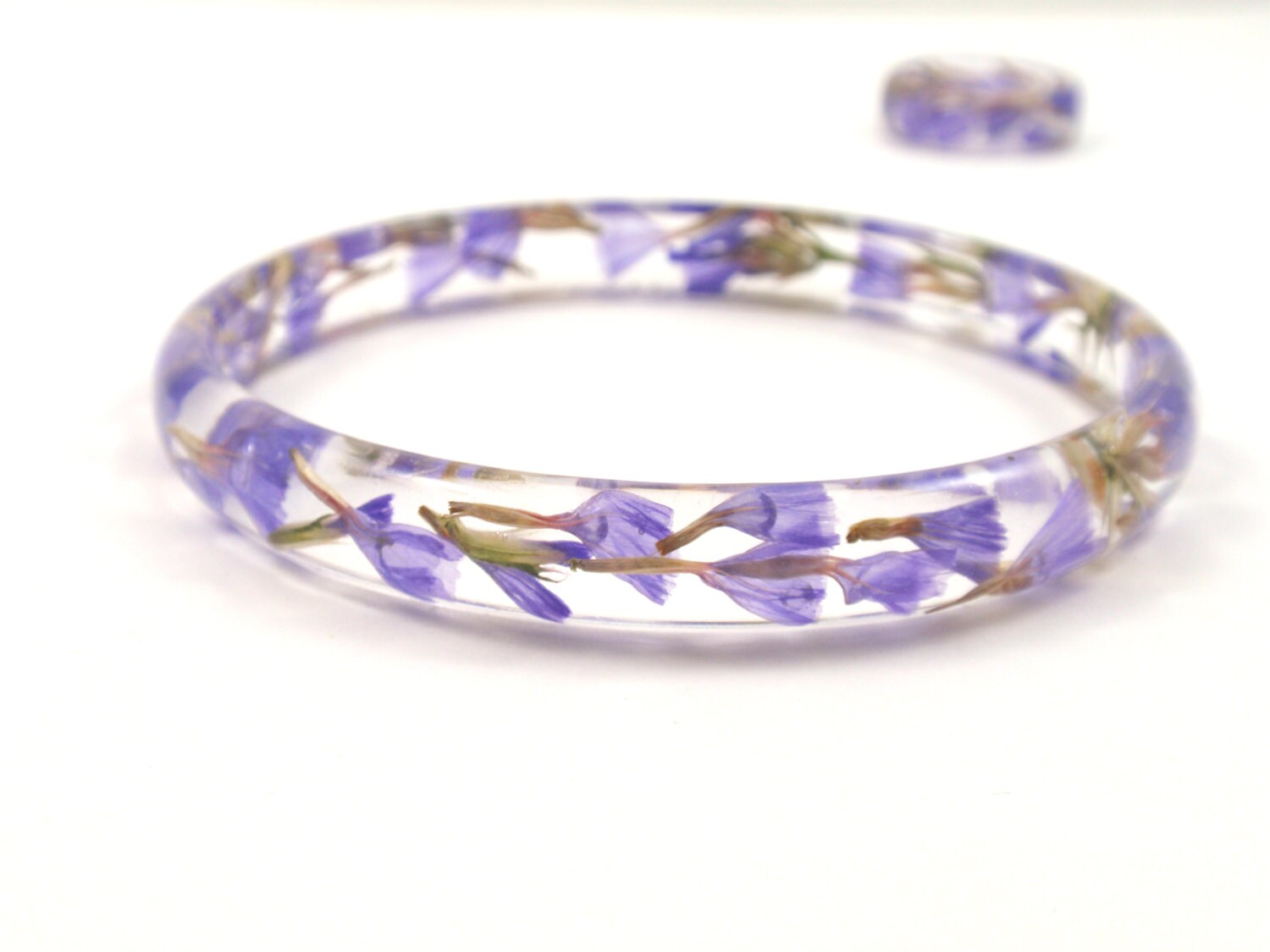 Real Flower Bangle Bracelet Skinny Stacking Bangle Botanical