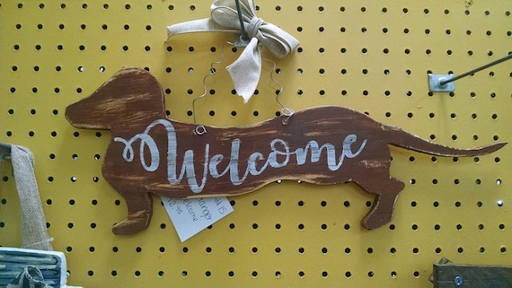 Dachshund Welcome Decor Wall Door Hanger Dog Pet Wood
