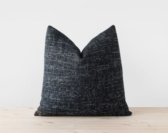 Black White Pillow Cover Woven Chenille Pillow Black Throw Pillow Textured Black and White Cushion Designer Home Decor 18x18 20x20 22x22