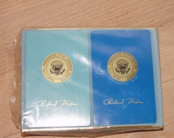 President Richard Nixon Presidential Yacht signed in gold script sealed double deck cards