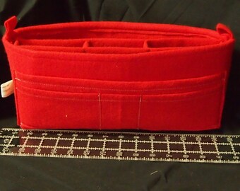 Purse Organizer Insert 13.5'l x 6"h x 3.5"d ...12 Pockets.. LV purse insert protector.. bottom shaper.. Red Felt Insert