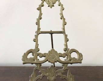 Plate or Picture Stand / Tabletop Easel / Small Brass Easel / Display Stand / Vintage Picture Display Stand / Art Display Stand