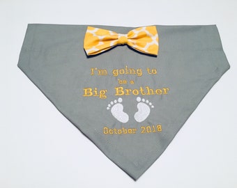 Dog Bandana, Big Brother, Gender Reveal, I'm Going to be a Big Brother, Bow Tie, Over the Collar, Baby, Gift Baby, Pregnancy Announcement