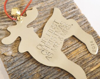 Just Married Ornament Engagement Gift for Couple First Family Ornament Personalized Marriage Ornament Gift for Married Couples Newly Married