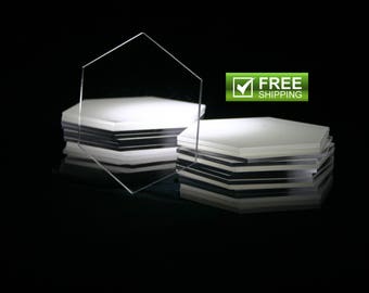 25 Clear Acrylic Hexagons "FREE SHIPPING" Plexiglass Hexagons