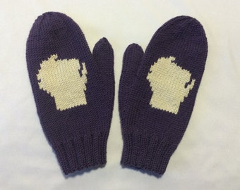 Hand Knit Merino Wool Wisconsin Mittens