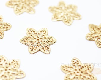 5 PCS Gold Plated Floral Filigree Jewelry Component