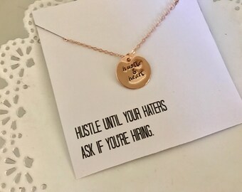 Hustle and Heart Necklace | Lady Boss Jewelry | Gift for Boss | Hustle Jewelry | Boss Babe | Minimalist Jewelry | Inspirational Jewelry