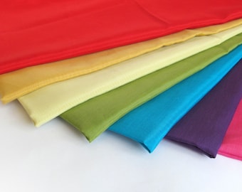 Easter gift - Gift for baby - Rainbow Playsilk Set of FIVE or SEVEN 11 X 11 - PlaySILK - Montessori game - Natural Toy