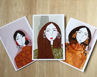 SET OF THREE - A6 greetings card