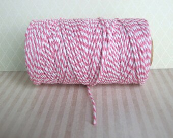 Rose Pink And White Bakers Twine - 10, 20 Yards