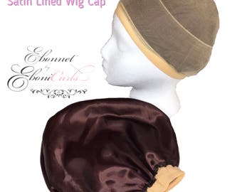 Satin Lined Stocking Wig Cap Lace Front - NUDE