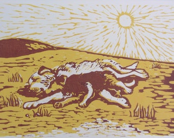Siesta Original Woodblock Print