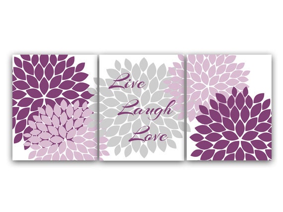 Home Decor Wall Art Live Laugh Love Purple And Gray