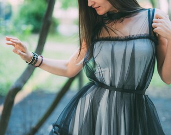 Black Tulle Dress, Tulle Dress, Tulle Overlay, Tulle Overdress, Tulle Outfit, Black Tulle Gown, Black Dress