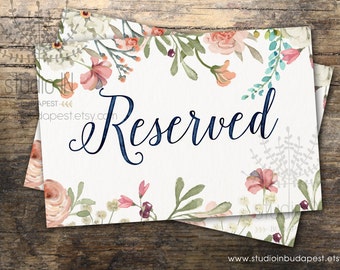Reserved sign printable, wedding reserved sign, floral reserved printable, rustic reserved sign, floral reserved printable,INSTANT DOWNLOAD