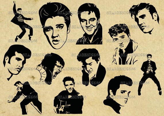 Download Digital SVG PNG JPG Elvis Presley silhouette vector