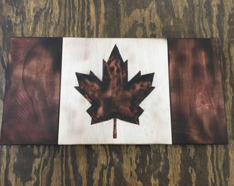 Rustic Handmade wooden Canadian Flag