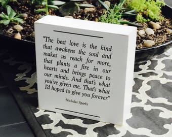 Nicholas Sparks Quote The Notebook  Book Worm Gift Farmhouse Home Decor