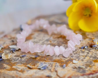 Rose Quartz Bracelet - Gemstone Stretch Bracelet - Rose Quartz Stretch Bracelet - Gemstone Bracelet