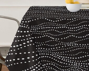 Modern Geometric Tablecloth // Table Linens // Dining Room // Gossamer Design // Black & White // Table Decoration // Minimalist Design