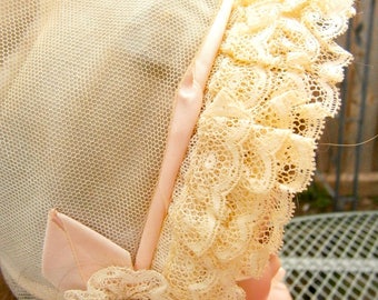 Antique Silk Tulle Baby/Doll Bonnet