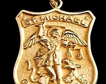 Saint Michael Medal 14k gold Archangel, patron saint of Police officers