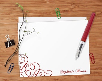 simple swirls set of 8 custom personalized flat note cards stationery - Personalized Flat Note Cards simple swirls set of 8 custom personalized flat note cards stationery - Personalized Flat Note Cards