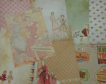 Assortment of fancy for scrapbooking paper, vintage
