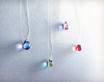 Teardrop Necklace, Summer Necklace, Mermaid Tears, Dainty Necklace, Layering Necklace, Invisible Necklace