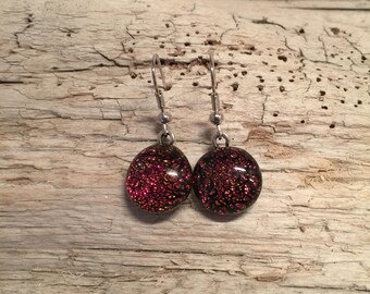 Jewelry, Dichroic glass jewelry, dichroic glass, handmade dichroic glass, fused glass, fused glass earrings, Dichroic Glass Dangle earrings