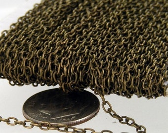 Antique Brass Chain, 100ft spool of Antique Brass Finished Round cable chain - 3.0x2.0mm - unsoldered link,Wholesale Necklace chain