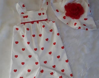 Valentine Shorts Overalls with Matching Hat
