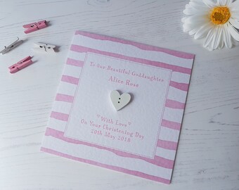 Personalised Christening Card - Naming Day Card - Goddaughter, Daughter, Granddaughter, Niece, Little Girl, Christening Day Card