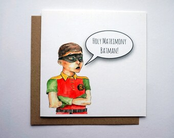 Robin / Batman inspired wedding greetings card watercolour card for engagement/wedding congratulations