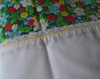 Utica double bed set floral strawberries ,broderie anglais trim