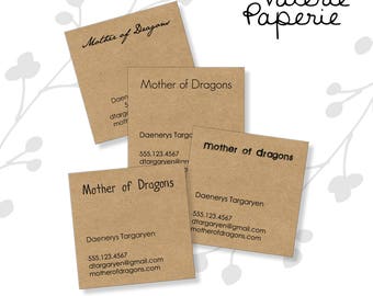 50, 100, 150 or 200 super simple SQUARE kraft business cards- designed and printed