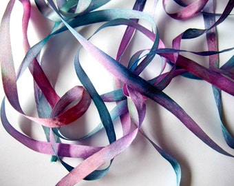 Monet On My Mind Hand Dyed Silk Ribbon 7mm