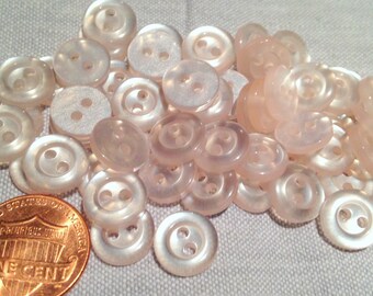 24 Small Pearlized Very Pale Pink Plastic Shirt Buttons 7/16" 11mm # 7840