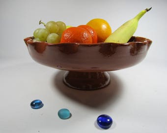 Fruit enamelled natural earth terracotta Bowl.