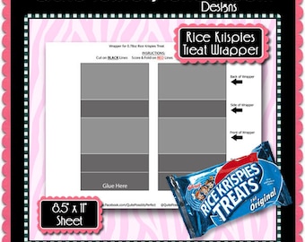 Rice Krispies Treats Wrapper Template Instant Download PSD and PNG Formats (Temp758) 8.5x11" Digital Collage Sheet Template