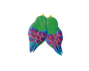 Love Handmade Birds Brooch Two birds pin Sweet pair of Birds Tropical bird brooch pin Small handmade Bird Brooch Romantic girl woman