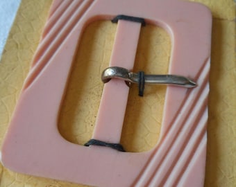 Small VINTAGE Pink Plastic Belt Buckle