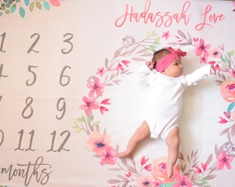 Milestone blanket girl, baby blankets,personalized baby girl blanket, baby girl gifts, milestone blanket, baby gift idea, personalized gift